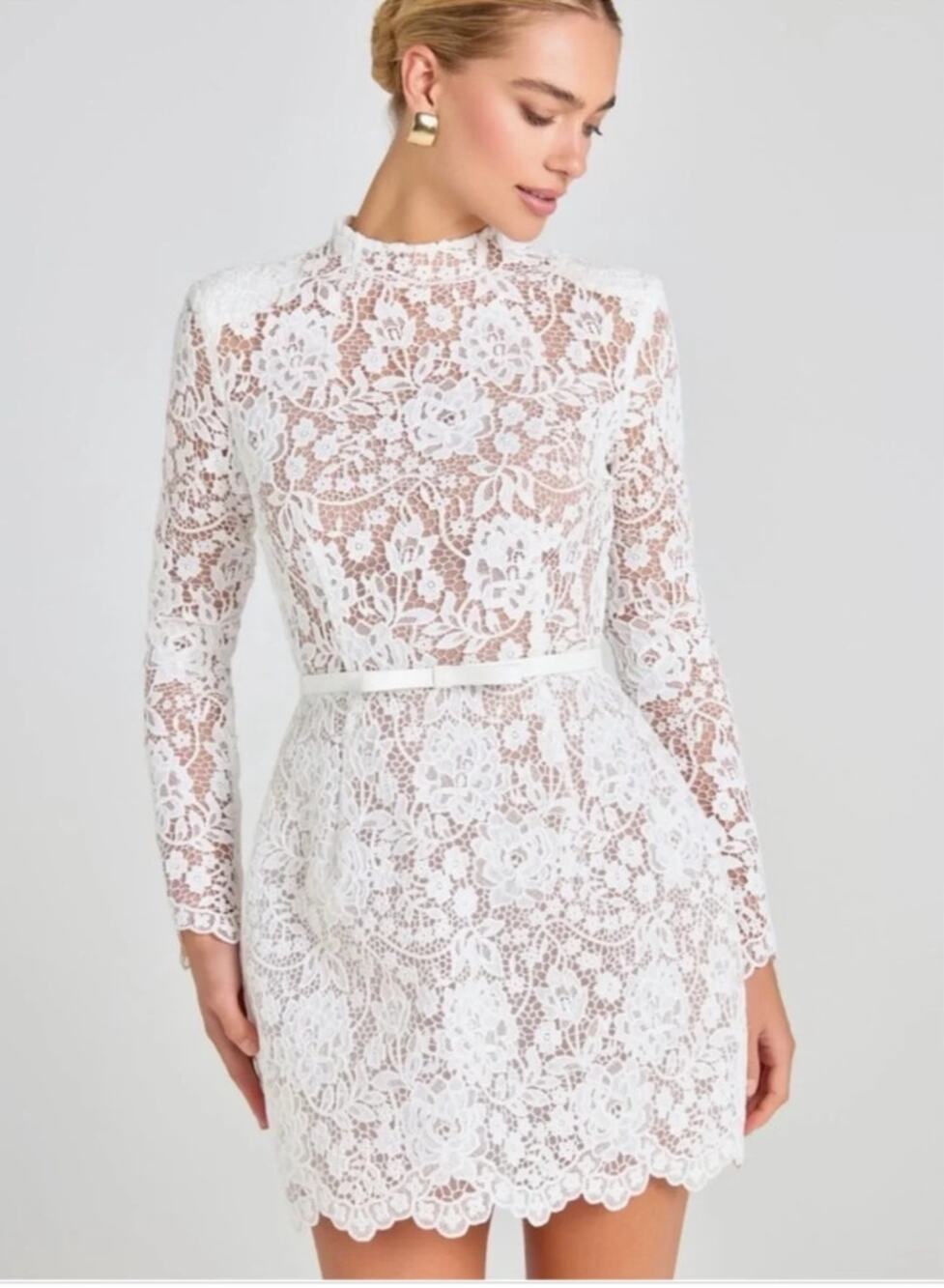 Nadine Merabi Sophie Lace Dress 8 NWT White Bridal Wedding Grad Shower Cocktail